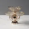 Rotatable Glass Fruit Basket Multilayer Decor Bowl with Base in Rose Gold