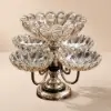 Rotatable Glass Fruit Basket Multilayer Decor Bowl with Base in Rose Gold