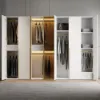 White & Gold Modern Extra Wide Wardrobe with Clear Glass Door Storage with Sensor Light