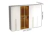 White & Gold Modern Extra Wide Wardrobe with Clear Glass Door Storage with Sensor Light