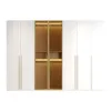 White & Gold Modern Extra Wide Wardrobe with Clear Glass Door Storage with Sensor Light