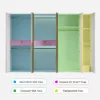 White & Gold Modern Extra Wide Wardrobe with Clear Glass Door Storage with Sensor Light