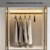 White & Gold Modern Extra Wide Wardrobe with Clear Glass Door Storage with Sensor Light
