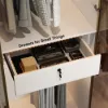 White & Gold Modern Extra Wide Wardrobe with Clear Glass Door Storage with Sensor Light