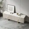Grovyn 150 cm Sintered Stone Top Fluted TV Unit with Spacious Cabinets – Minimalist Off White
