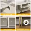 Grovyn 150 cm Sintered Stone Top Fluted TV Unit with Spacious Cabinets – Minimalist Off White