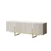 Grovyn 150 cm Sintered Stone Top Fluted TV Unit with Spacious Cabinets – Minimalist Off White