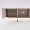 Grovyn 150 cm Sintered Stone Top Fluted TV Unit with Spacious Cabinets – Minimalist Off White