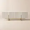 Grovyn 150 cm Sintered Stone Top Fluted TV Unit with Spacious Cabinets – Minimalist Off White
