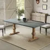 1800mm Rustic Rectangle Concrete Grey Dining Table for 8-Person Solid Wood Pedestal Base
