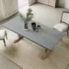 1800mm Rustic Rectangle Concrete Grey Dining Table for 8-Person Solid Wood Pedestal Base