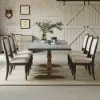 1800mm Rustic Rectangle Concrete Grey Dining Table for 8-Person Solid Wood Pedestal Base
