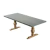1800mm Rustic Rectangle Concrete Grey Dining Table for 8-Person Solid Wood Pedestal Base
