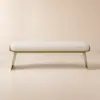 Upart Beige Modern Stainless Steel Bench Leath-Aire Upholstered Bedroom Long Bench – 160cm