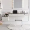 160 cm Modern White Floating Makeup Vanity (Set) with Tempered Glass Top