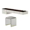 160 cm Modern White Floating Makeup Vanity (Set) with Tempered Glass Top