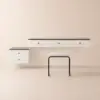 160 cm Modern White Floating Makeup Vanity (Set) with Tempered Glass Top