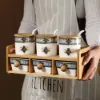 2-Tier 6 Jar Spice Seasoning Jar & Rack Set Ceramic Organizers with Lid in White