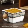 2-Tier 6 Jar Spice Seasoning Jar & Rack Set Ceramic Organizers with Lid in White
