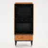 Rustic Burlwood Bar Cabinet with Glass&Bottle Holder Home Bar Cabinet