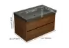 800mm Wall Mounted Bathroom Vanity Concrete Single Sink with Charging Station in Walnut