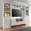 Picture of 2900mm Fluted Wood Storage 4-Piece Entertainment Center with Bookshelf White TV Stand