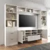 Picture of 2900mm Fluted Wood Storage 4-Piece Entertainment Center with Bookshelf White TV Stand
