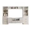 Picture of 2900mm Fluted Wood Storage 4-Piece Entertainment Center with Bookshelf White TV Stand