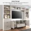 Picture of 2900mm Fluted Wood Storage 4-Piece Entertainment Center with Bookshelf White TV Stand