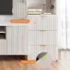 Picture of 2900mm Fluted Wood Storage 4-Piece Entertainment Center with Bookshelf White TV Stand