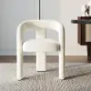 Modern Off White Boucle Dining Chair with Curved Back & Upholstered Legs, 2 Pieces