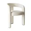 Modern Off White Boucle Dining Chair with Curved Back & Upholstered Legs, 2 Pieces