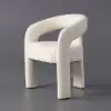 Modern Off White Boucle Dining Chair with Curved Back & Upholstered Legs, 2 Pieces