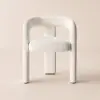 Modern Off White Boucle Dining Chair with Curved Back & Upholstered Legs, 2 Pieces