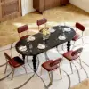 Mid-Century Modern 170 - 200 cm Extendable Black Oval Dining Table, Seats 4–8
