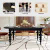 Mid-Century Modern 170 - 200 cm Extendable Black Oval Dining Table, Seats 4–8