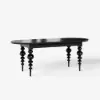 Mid-Century Modern 170 - 200 cm Extendable Black Oval Dining Table, Seats 4–8