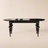 Mid-Century Modern 170 - 200 cm Extendable Black Oval Dining Table, Seats 4–8