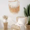 Large Handmade Boho Woven Raffia Wood Tapestry Natural Cotton Macrame Wall Hanging