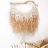 Large Handmade Boho Woven Raffia Wood Tapestry Natural Cotton Macrame Wall Hanging