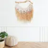 Large Handmade Boho Woven Raffia Wood Tapestry Natural Cotton Macrame Wall Hanging
