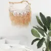 Large Handmade Boho Woven Raffia Wood Tapestry Natural Cotton Macrame Wall Hanging