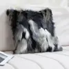 Modern Blue and Grey Faux Fur Throw Pillowcase Black velvet Throw Pillow Cover