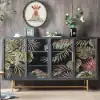 1800mm Modern Painted Sideboard Buffet with Glass Doors and Shelves