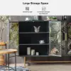 1800mm Modern Painted Sideboard Buffet with Glass Doors and Shelves