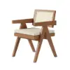 Archic Walnut Wood Dining Chair with Rattan Upholstery, 1 Piece