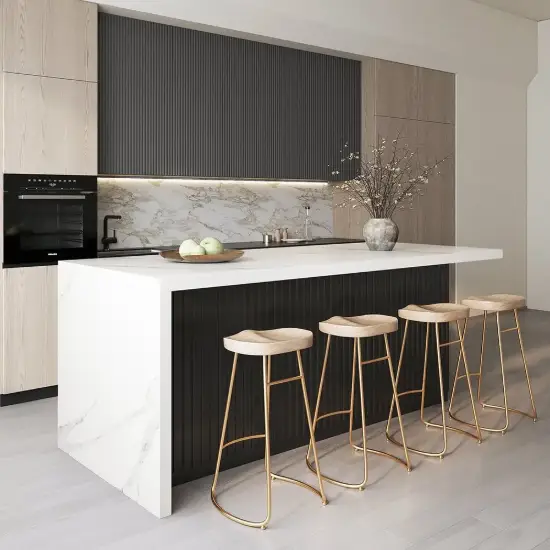 Modern 180 cm Wood Kitchen Island with Storage, White & Black