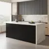Modern 180 cm Wood Kitchen Island with Storage, White & Black