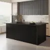 183 cm Kitchen Islands Marble Veneered Top Black Modern with Storage Kitchen Cabinet