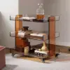 Amber Acrylic Rolling Serving Bar Cart 3-Tier on Wheels